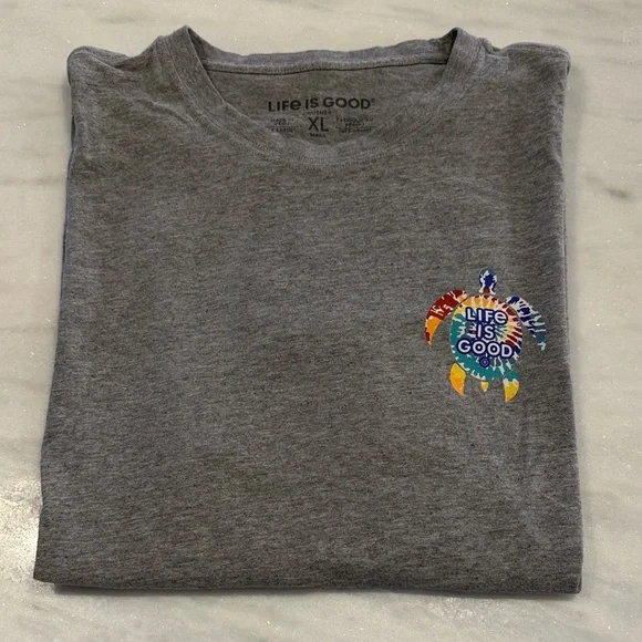 Life Is Good Gray T-Shirt with Colorful Logo - Take it Slow - Picture 1 of 11